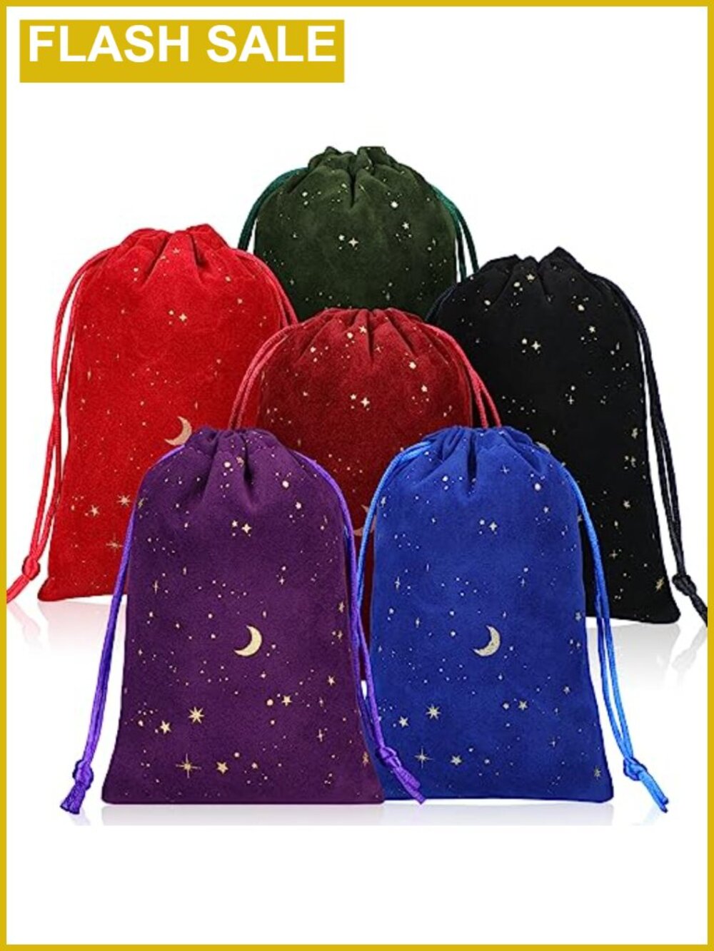 30 Pcs Velvet Drawstring Pouches Star Moon Design Jewelry Gift Bags Bulk